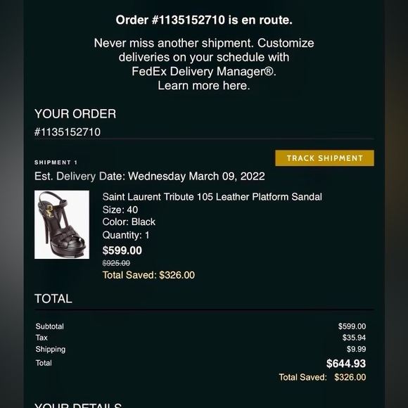 Saint Laurent Tribute 105 Leather Platform Sandal, Sz 9.5 - Picture 5 of 14